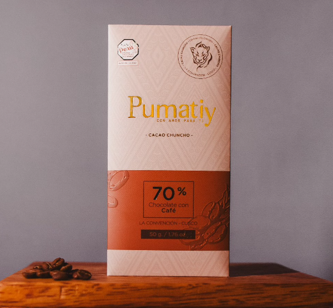 Chocolate Pumatiy 70% Cacao con Café